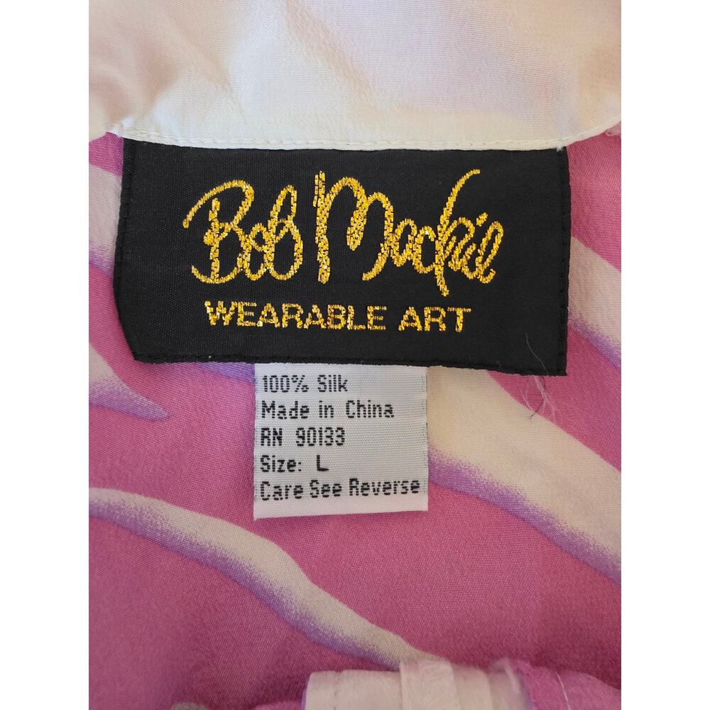 Bob Mackie Wearable Art 100% Silk Pink Zebra Tunic Blouse Size L Vintage - Picture 5 of 5